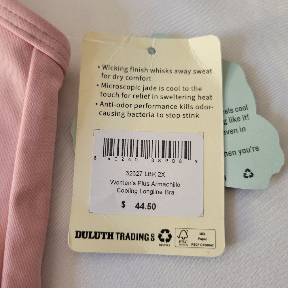 Duluth Armachillo Cooling Longline Bra Womens 2X Pink Medium Impact 32627 - Picture 5 of 8